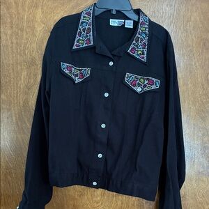 Step Style Black Embellished Jean Jacket